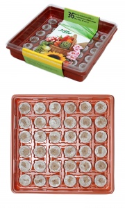 Теплица-мини квадратная 41 мм. (Джиффи)Jiffy-7) (36 яч)