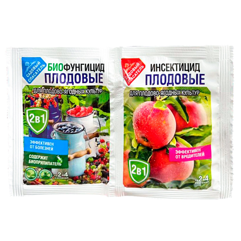 ПЛОДОВЫЕ 2в1 биофунгицид 10гр + внекорн.подкормка 2мл.