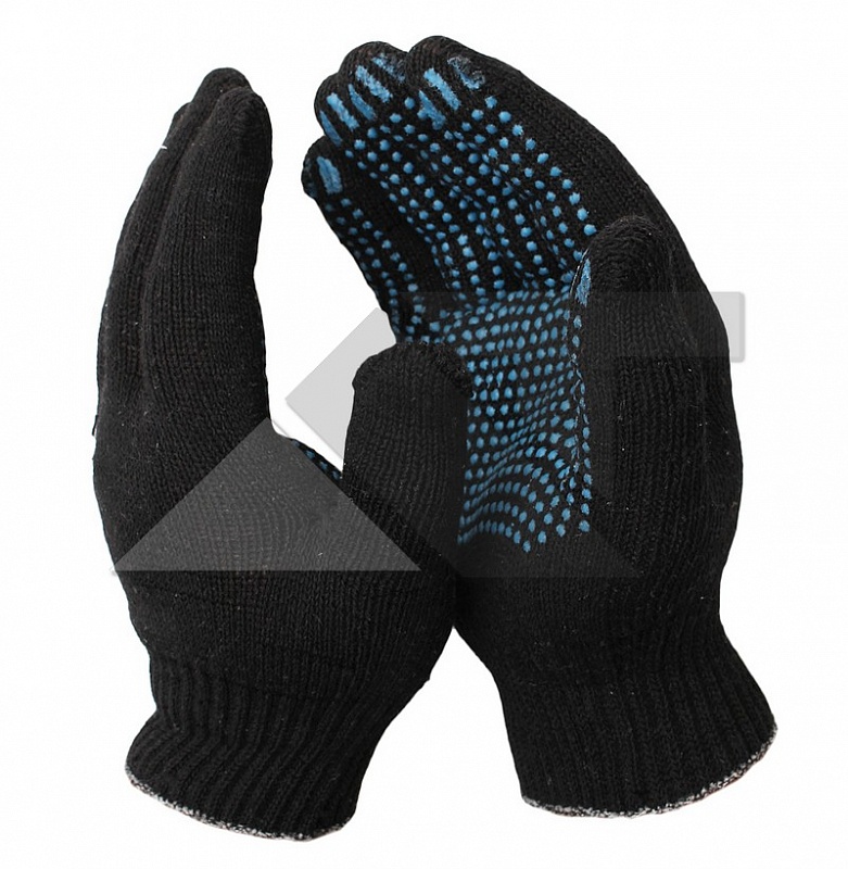 Перчатки х/б 4-х нитка с ПВХ 10 кл ЧЕРНЫЕ Стандарт