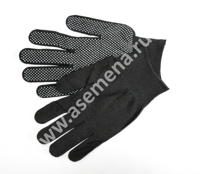 Перчатки нейлон Черные МИКРОТОЧКА