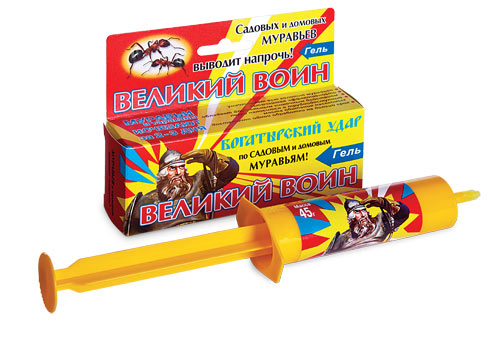 Великий Воин гель 45 гр. ШПРИЦ ЖЕЛТЫЙ (1/60) /ВХ/ диазинон, хлорпирифос