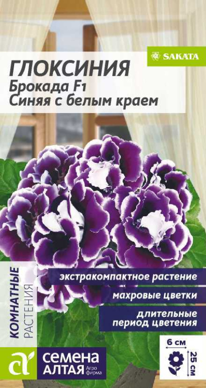 Глоксиния Брокада F1 Синяя с белым краем/Сем Алт/цп 8 шт.